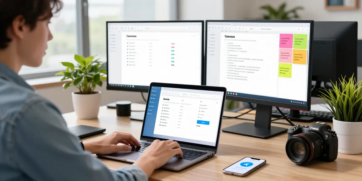 Configuring the Telegram Chinese language settings on a laptop in a modern tech workspace.