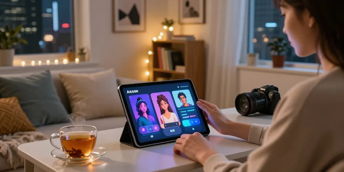 Engagement with AI NSFW character visuals in a cozy home environment.